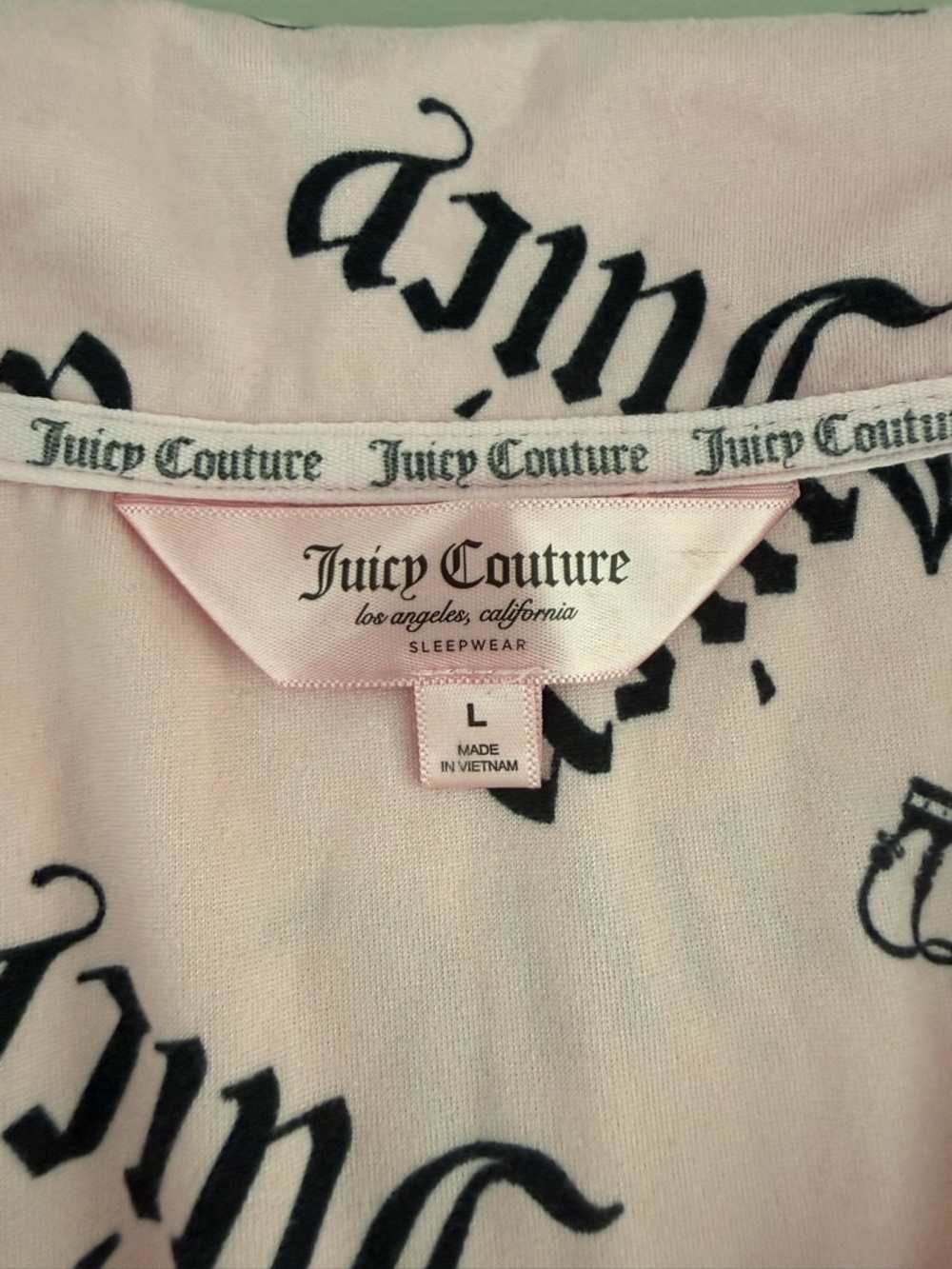Juicy Couture Pink Logo Pajama Set Crown Print Y2K Size L - Picture 5 of 9